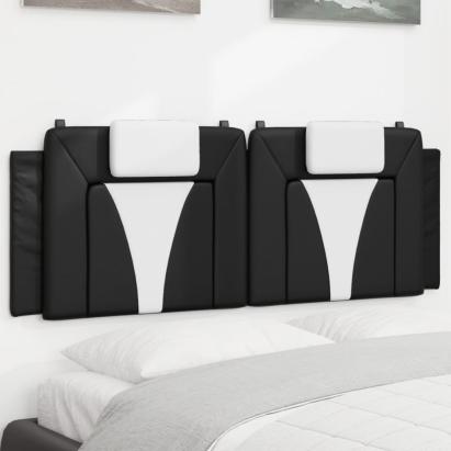 Pernă pentru tăblie pat, negru și alb, 140cm, piele artificială GartenMobel Dekor