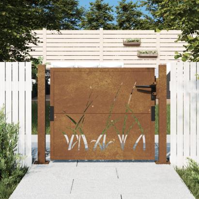 Poartă pentru grădină, 105x80 cm, oțel corten, model iarbă GartenMobel Dekor