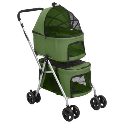Cărucior pliabil câini 2 niveluri verde 83x48x97 cm textil GartenMobel Dekor