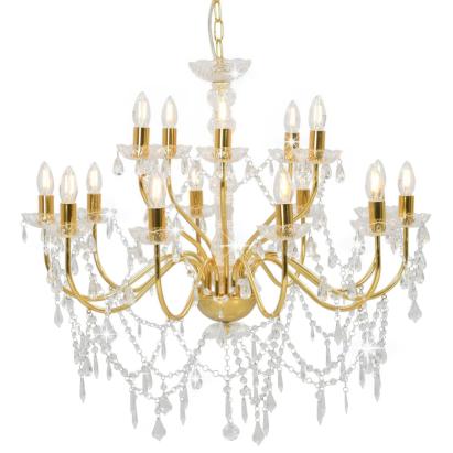 Candelabru cu 2 rânduri, auriu, becuri 15 x E14  GartenMobel Dekor
