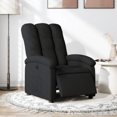 Fotoliu rabatabil electric, negru, material textil GartenMobel Dekor