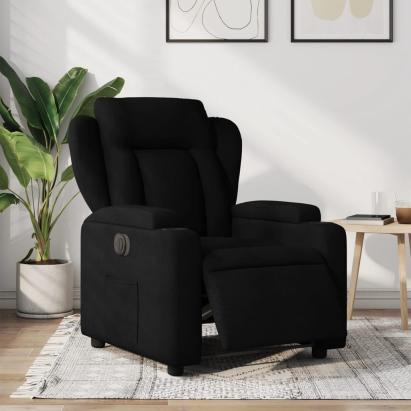Fotoliu rabatabil electric, negru, material textil GartenMobel Dekor
