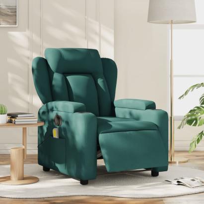 Fotoliu electric de masaj rabatabil, verde închis, textil GartenMobel Dekor