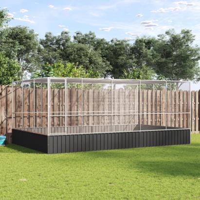 Voliera de păsări cu extensie, argintiu, 518x307x212 cm, oțel GartenMobel Dekor