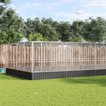 Voliera de păsări cu extensie, argintiu, 832x414x212 cm, oțel GartenMobel Dekor