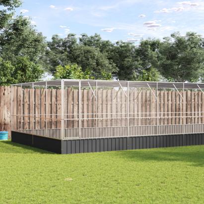 Voliera de păsări cu extensie, argintiu, 1246x414x212 cm, oțel GartenMobel Dekor