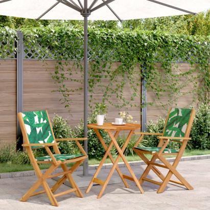 Set mobilier bistro, 3 piese, textil model frunze/lemn masiv GartenMobel Dekor