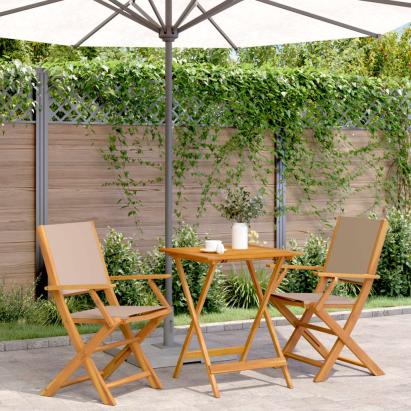 Set mobilier bistro, 3 piese, textil taupe/lemn masiv GartenMobel Dekor