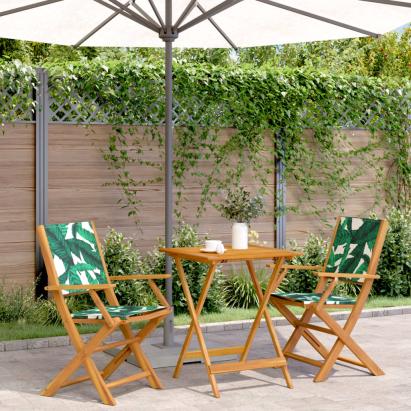 Set mobilier bistro, 3 piese, textil model frunze/lemn masiv GartenMobel Dekor