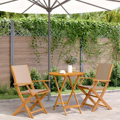 Set mobilier bistro, 3 piese, textil taupe/lemn masiv GartenMobel Dekor