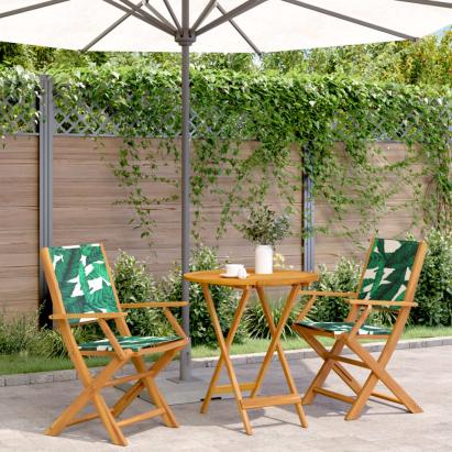 Set mobilier bistro, 3 piese, textil model frunze/lemn masiv GartenMobel Dekor