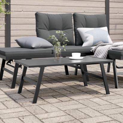 Măsuță cafea grădină negru 90x45x35cm oțel vopsit electrostatic GartenMobel Dekor