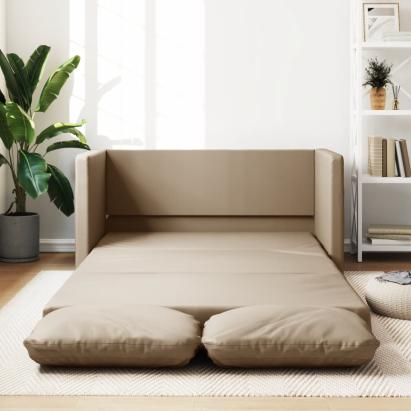 Canapea extensibilă 2 în 1, cappuccino, 112x174x55 cm piele eco GartenMobel Dekor