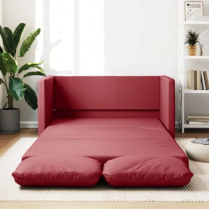 Canapea extensibilă 2 în 1, roșu vin, 112x174x55 cm piele eco GartenMobel Dekor
