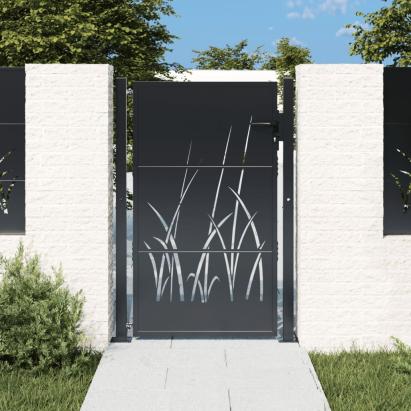 Poartă pentru grădină, antracit, 105x155 cm, oțel, model iarbă GartenMobel Dekor