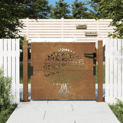 Poartă pentru grădină, 105x80 cm, oțel corten, model copac GartenMobel Dekor