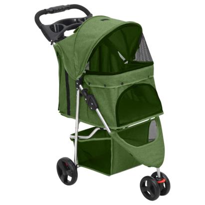 Cărucior pliabil pentru câini verde 80x46x98 cm țesătură Oxford GartenMobel Dekor