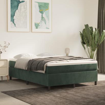 Cadru de pat box spring, verde închis, 140x200 cm, catifea GartenMobel Dekor