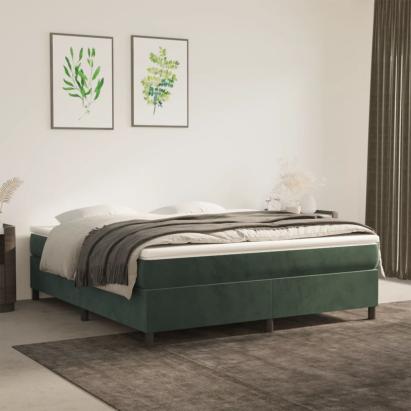 Cadru de pat box spring, verde închis, 160x200 cm, catifea GartenMobel Dekor