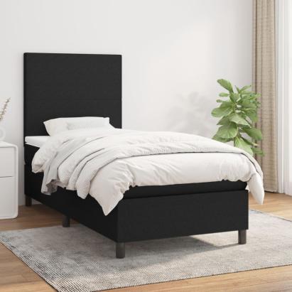 Pat box spring cu saltea, negru, 80x200 cm, textil GartenMobel Dekor