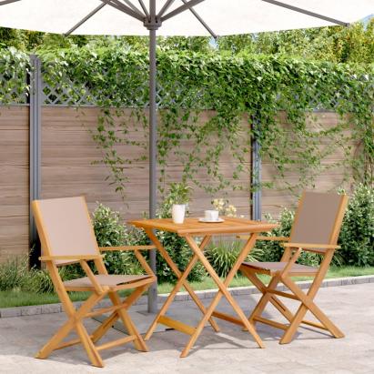 Set mobilier bistro, 3 piese, textil taupe/lemn masiv GartenMobel Dekor