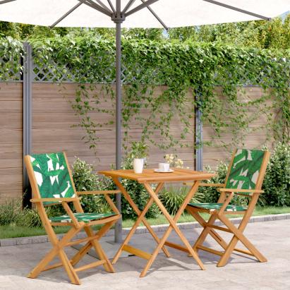 Set mobilier bistro, 3 piese, textil model frunze/lemn masiv GartenMobel Dekor
