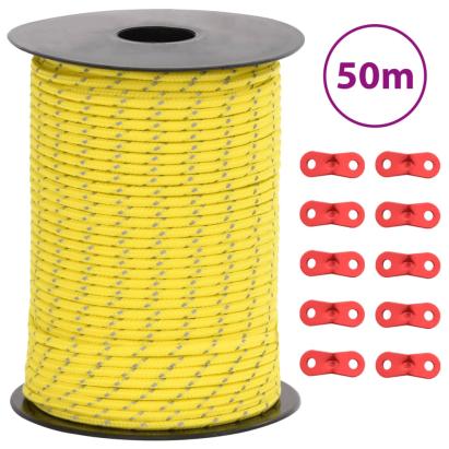 Funie pentru cort cu benzi reflectorizante și chei, 50 m, 3 mm GartenMobel Dekor