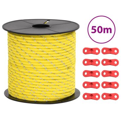 Funie pentru cort cu benzi reflectorizante și chei, 50 m, 4 mm GartenMobel Dekor