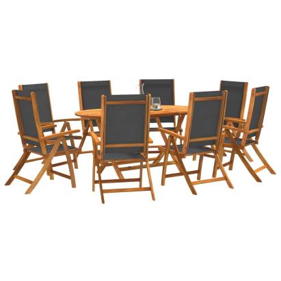 Set mobilier de grădină, 9 piese, lemn masiv acacia/textilenă GartenMobel Dekor