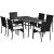 Set mobilier gradina/terasa, negru si bej, ratan sintetic, 1 masa, 6 scaune, Lynna GartenVIP DiyLine