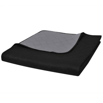 Cuvertură matlasată cu două fețe, negru/gri, 220 x 240 cm GartenMobel Dekor