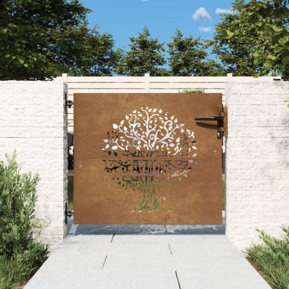 Poartă pentru grădină, 85x75 cm, oțel corten, model copac GartenMobel Dekor