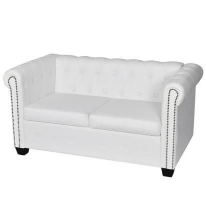 Canapea Chesterfield cu 2 locuri, piele artificială, alb  GartenMobel Dekor