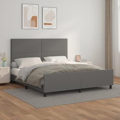 Cadru de pat cu tăblie, gri, 180x200 cm, piele ecologică GartenMobel Dekor