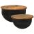 Set măsuțe de cafea, 2 piese, negru, lemn masiv reciclat GartenMobel Dekor