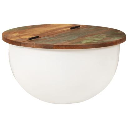 Măsuță de cafea, alb, 50x27 cm, lemn masiv reciclat GartenMobel Dekor