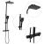 Set de duș cu două capete, mixer și furtun, negru, alamă GartenMobel Dekor