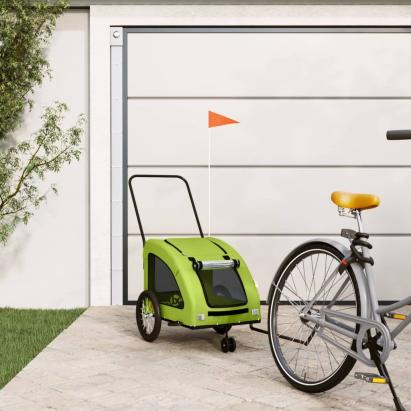 Remorcă de bicicletă animale companie, verde textil oxford/fier GartenMobel Dekor