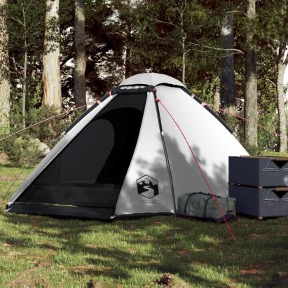 Cort camping cupolă 4 persoane alb, țesătură opacă, impermeabil GartenMobel Dekor
