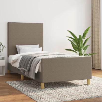 Cadru de pat cu tăblie, gri taupe, 100x200 cm, textil GartenMobel Dekor