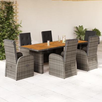 Set mobilier de grădină cu perne, 7 piese, gri, poliratan GartenMobel Dekor