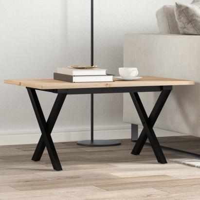 Masă de cafea, cadru X, 80x50x40 cm, lemn masiv pin și fontă GartenMobel Dekor
