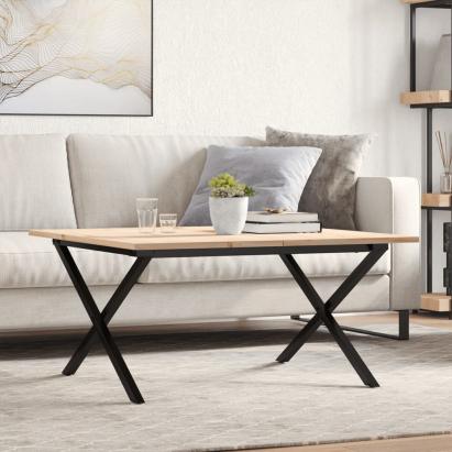 Masă de cafea, cadru X, 90x90x45 cm, lemn masiv pin și fontă GartenMobel Dekor