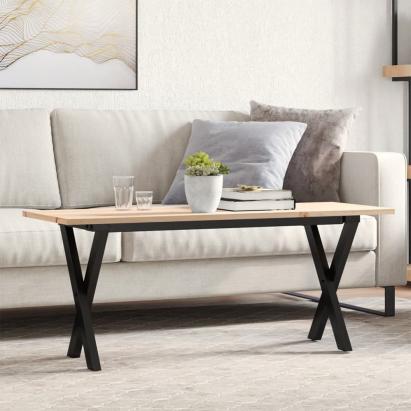 Masă de cafea, cadru X, 110x40x45 cm, lemn masiv pin și fontă GartenMobel Dekor