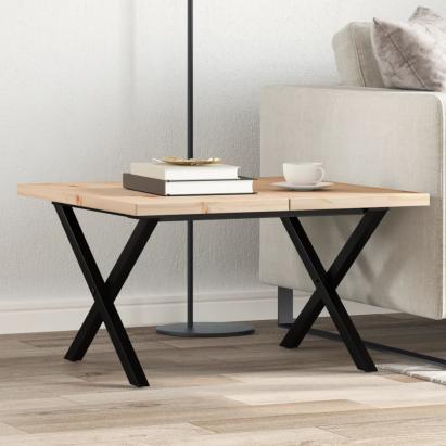 Masă de cafea, cadru X, 60x60x40,5 cm, lemn masiv pin și fontă GartenMobel Dekor