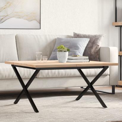 Masă de cafea, cadru X, 80x80x45,5 cm, lemn masiv pin și fontă GartenMobel Dekor