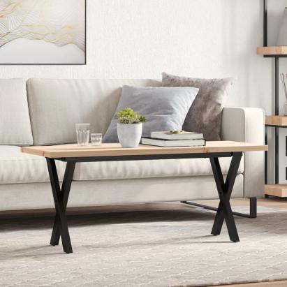 Masă de cafea, cadru X, 110x40x45,5 cm, lemn masiv pin și fontă GartenMobel Dekor