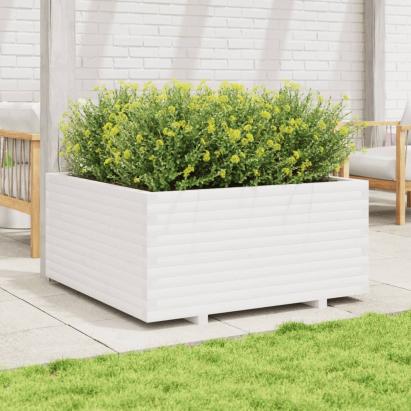 Jardinieră de grădină, alb, 100x100x49,5 cm, lemn masiv de pin GartenMobel Dekor