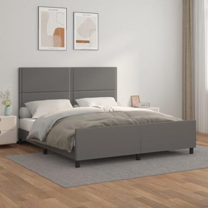 Cadru de pat cu tăblie, gri, 180x200 cm, piele ecologică GartenMobel Dekor
