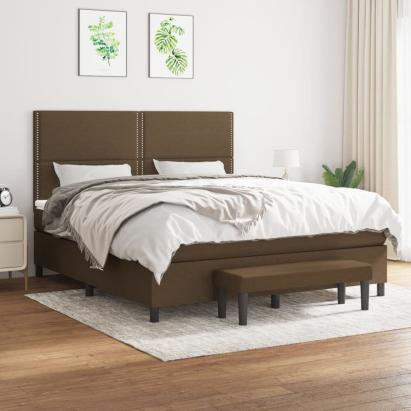 Pat box spring cu saltea, maro închis, 160x200 cm, textil GartenMobel Dekor